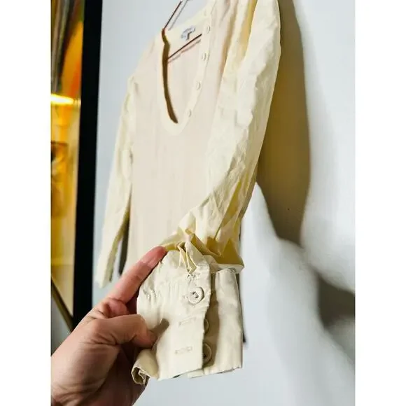 AREA STARS Off White Knit Sweater Scoop Neck Puff Long Sleeves Sweater Size M - Picture 6 of 10